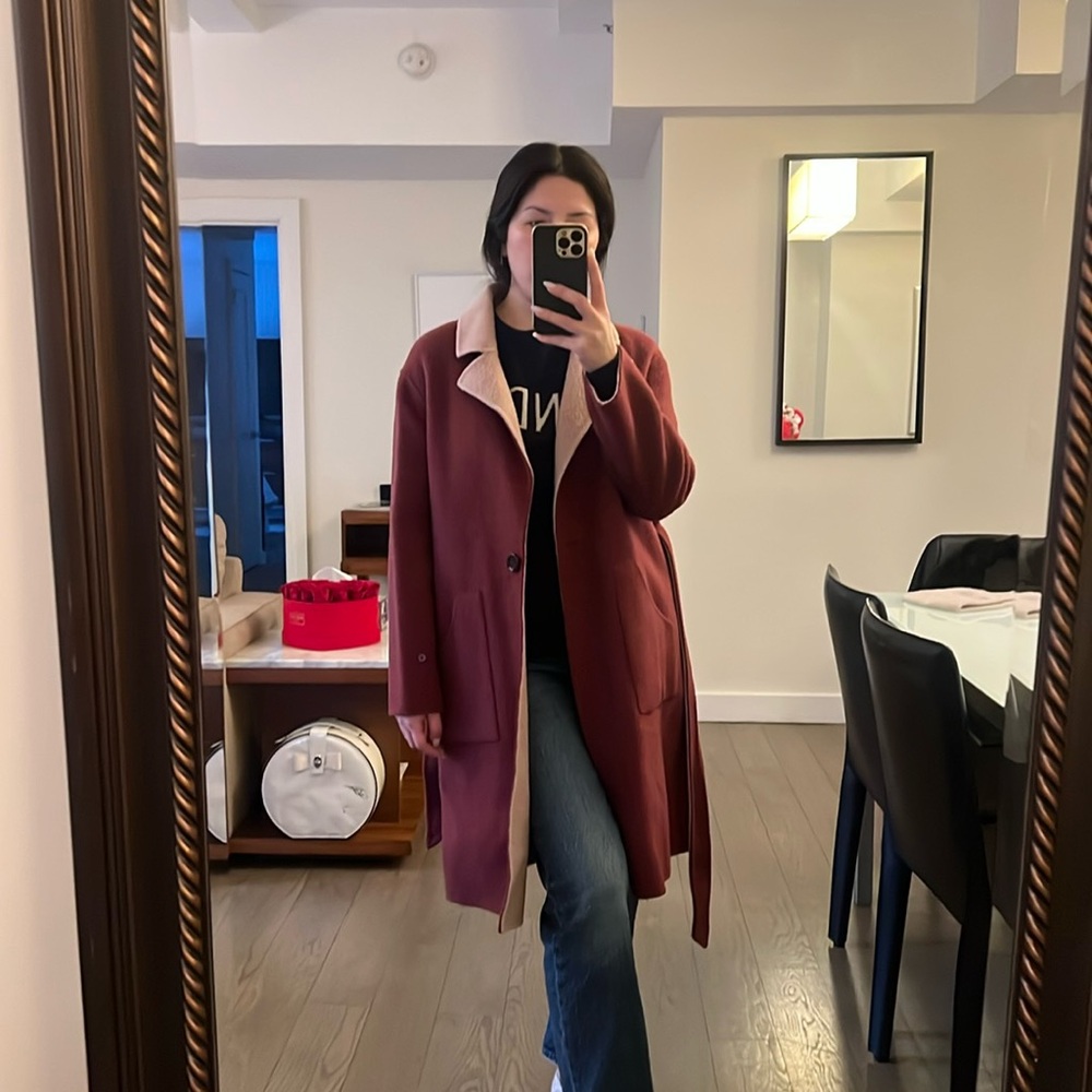 Petite Studio Reversible Wool Coat Small Burgundy, Pink